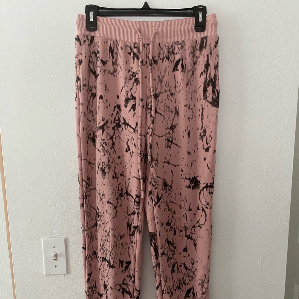 Fashion Nova pink and black splatter joggers